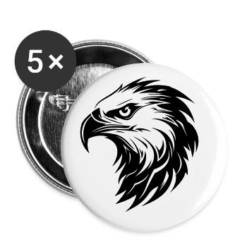 Eagle Head Bird of Prey Silhouette - Buttons large 2.2''/56 mm (5-pack) - white - Front