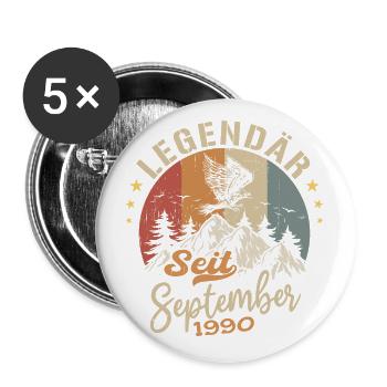 September 1990 - September 1990 Jahrestag 1990 - Buttons groß 56 mm (5er Pack) - Weiß - Vorne