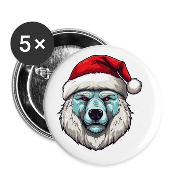 Portrait d’ours polaire Noël ours polaire - Lot de 5 grands badges (56 mm) - blanc - Devant