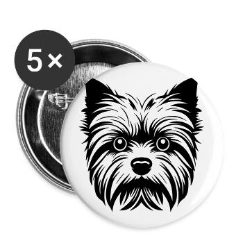 Yorkshire Terrier Dog Head - Buttons large 2.2''/56 mm (5-pack) - white - Front