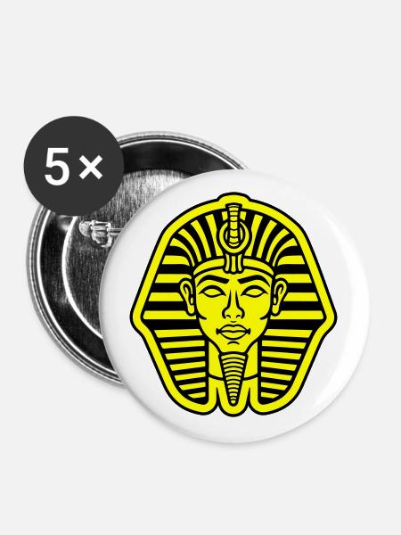 Pharao Totenkopf - Buttons groß 56 mm (5er Pack) - Weiß