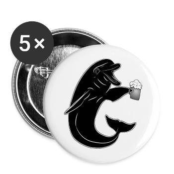 Fête Dauphin avec Bière sur la Plage - Festival en Octobre - Lot de 5 grands badges (56 mm) - blanc - Devant