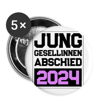Enterrement de vie de jeune fille enterrement de vie de garçon 2024 - Lot de 5 grands badges (56 mm) - blanc - Devant