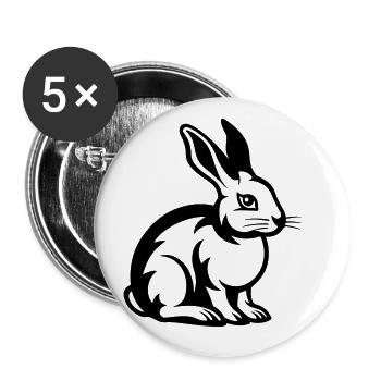 Ostern Symbol Hase - Buttons groß 56 mm (5er Pack) - Weiß - Vorne