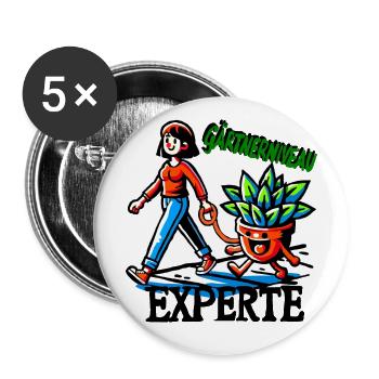 Gärtnerniveau Experte - Buttons groß 56 mm (5er Pack) - Weiß - Vorne