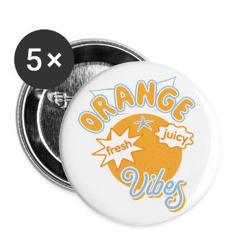 Orangen Vibes Juicy Fruits Sommer Sonne - Buttons groß 56 mm (5er Pack) - Weiß - Vorne