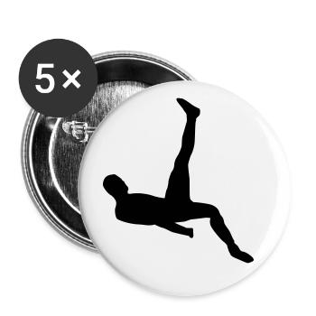 Fußballspieler Fallrückzieher Sport Geschenke - Buttons groß 56 mm (5er Pack) - Weiß - Vorne