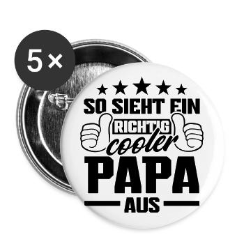 So sieht ein richtig cooler Papa aus - Buttons groß 56 mm (5er Pack) - Weiß - Vorne