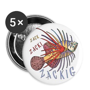 Fish, Underwater world - Buttons large 2.2''/56 mm (5-pack) - white - Front