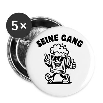 JGA Junggesellen Abschied - Seine Gang - Buttons groß 56 mm (5er Pack) - Weiß - Vorne