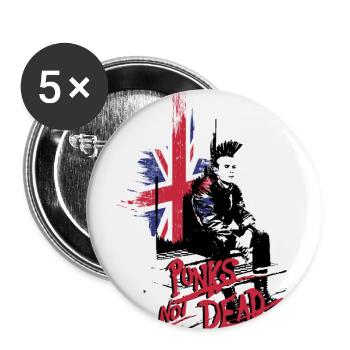 british PUNK ROCK ONE - Buttons large 2.2''/56 mm (5-pack) - white - Front