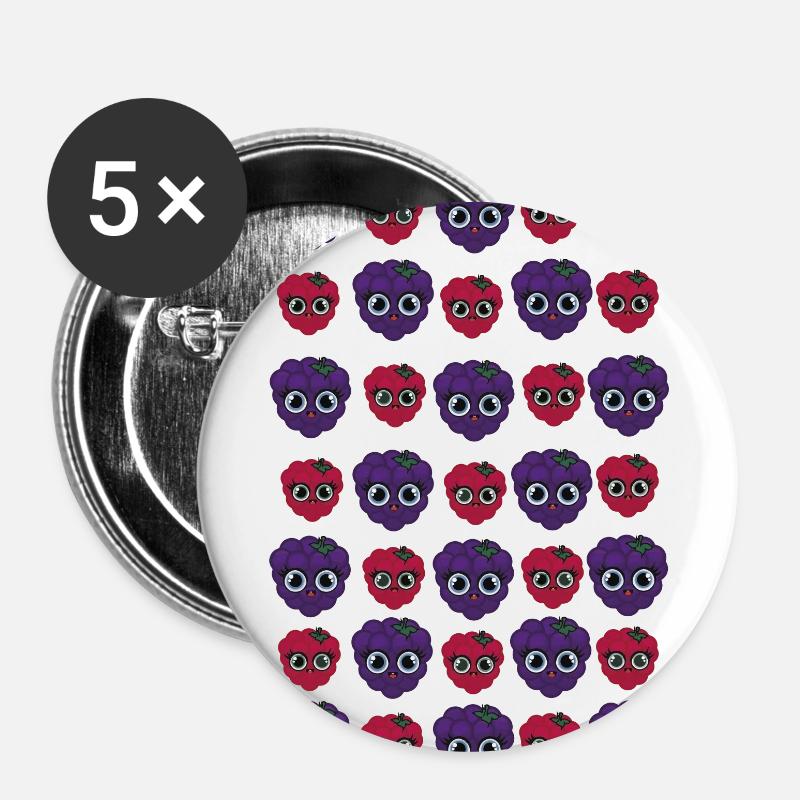 Billy Blackberry & Ruby Raspberry - Buttons large 2.2''/56 mm (5-pack) - white