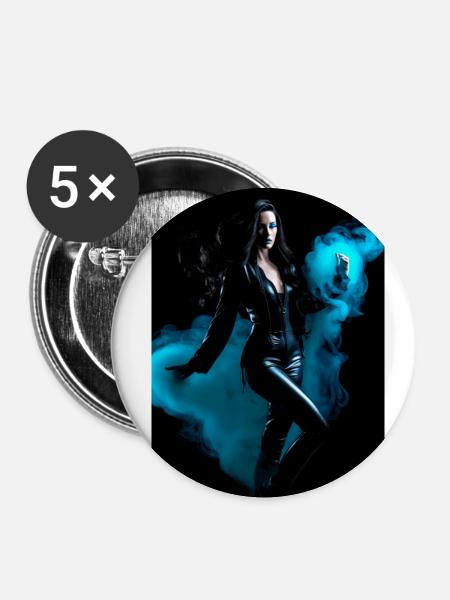 Cyan Schönheit 1 - Buttons groß 56 mm (5er Pack) - Weiß