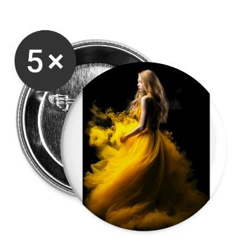 Yellow Beauty 3 - Buttons large 2.2''/56 mm (5-pack) - white - Front
