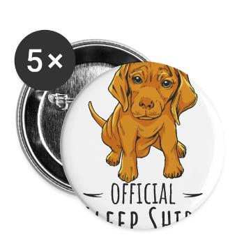 Magyar Vizla Offizielles Schlafshirt für Hundefans - Buttons groß 56 mm (5er Pack) - Weiß - Vorne