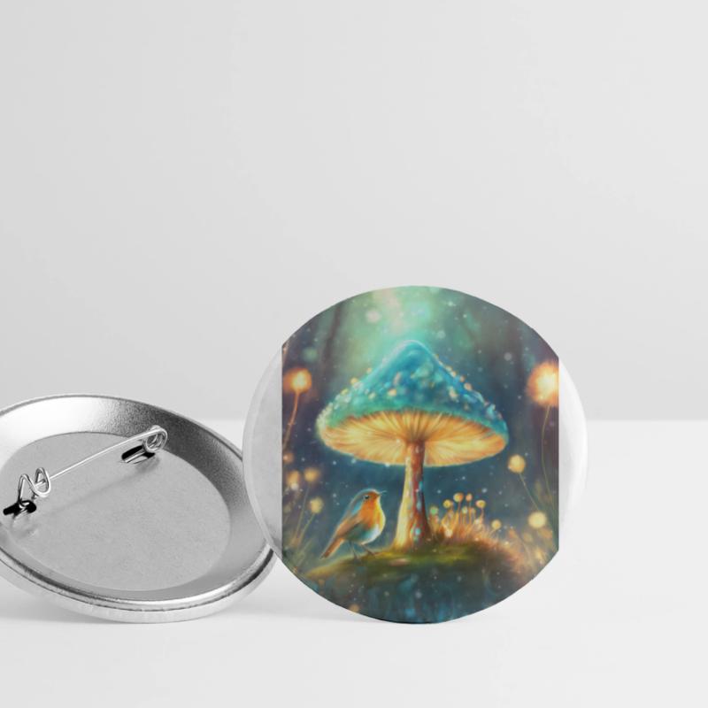 Magic robin under a toadstool Buttons large 2.2''/56 mm (5-pack)