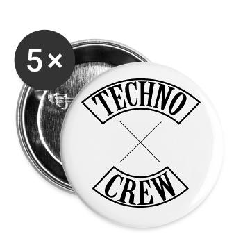 TECHNO CREW - Buttons groß 56 mm (5er Pack) - Weiß - Vorne