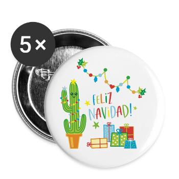 Feliz Navidad Cactus Christmas Sweater - Buttons large 2.2''/56 mm (5-pack) - white - Front
