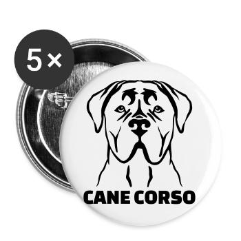 Cane Corso - Lot de 5 grands badges (56 mm) - blanc - Devant