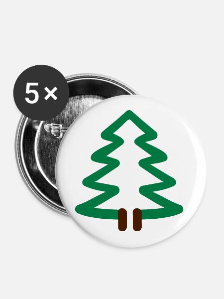 Tannenbaum - Buttons groß 56 mm (5er Pack) - Weiß