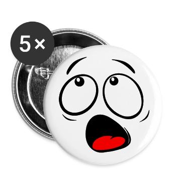Drôle de visage étonné - Lot de 5 grands badges (56 mm) - blanc - Devant