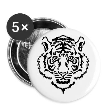 Tiger - Lot de 5 grands badges (56 mm) - blanc - Devant