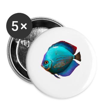 Discus fish cichlid aquarist aquaristic fish - Buttons large 2.2''/56 mm (5-pack) - white - Front