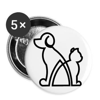 Cat and Dog gift idea / dog and cat gift idea - Buttons large 2.2''/56 mm (5-pack) - white - Front