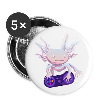 Gamer Axolotl Gamer Gaming - Lot de 5 grands badges (56 mm) - blanc - Devant