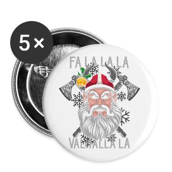 Fa La La La La Valhalla La Viking Santa - Buttons groß 56 mm (5er Pack) - Weiß - Vorne