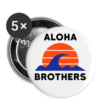 Aloha brothers (Sonne mit Linien, Wellen) - Buttons groß 56 mm (5er Pack) - Weiß - Vorne