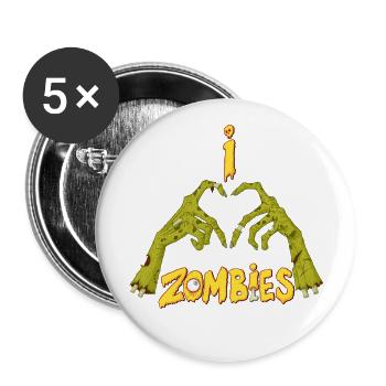 Ich liebe Zombies - Buttons groß 56 mm (5er Pack) - Weiß - Vorne
