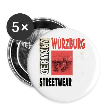Würzburg Germany City Skyline Home Love - Buttons large 2.2''/56 mm (5-pack) - white - Front