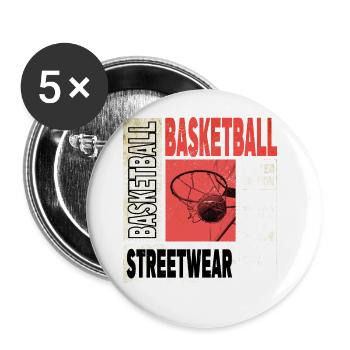 Basketball Basketballer Korb Dunking Vintage Retro - Buttons groß 56 mm (5er Pack) - Weiß - Vorne