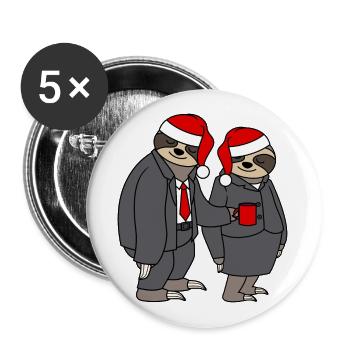 Paire de paresseux Chapeaux de Noël Paires Père Noël - Lot de 5 grands badges (56 mm) - blanc - Devant
