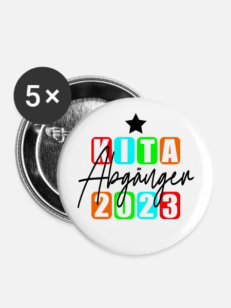 Kita Abgänger 2023 - Buttons groß 56 mm (5er Pack) - Weiß