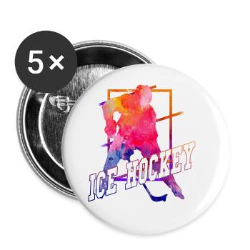 Joueur de hockey sur glace Vintage Retro - Lot de 5 grands badges (56 mm) - blanc - Devant