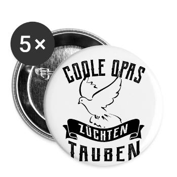 Coole Opas - Brieftauben Taubenzüchter - Buttons groß 56 mm (5er Pack) - Weiß - Vorne
