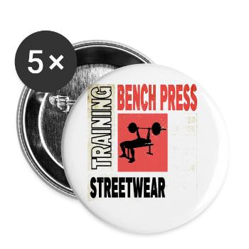 bench press, weightlifting, weight training, fitness, strong - Buttons large 2.2''/56 mm (5-pack) - white - Front