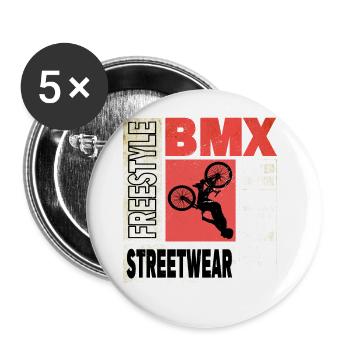 BMX Bike Biker Stunt Trick Freestyle Vintage - Buttons large 2.2''/56 mm (5-pack) - white - Front