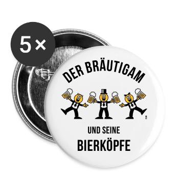 Der Bräutigam / Bierköpfe (Karikatur / 3C / B) - Buttons groß 56 mm (5er Pack) - Weiß - Vorne