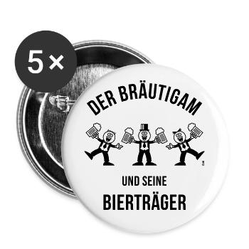 Der Bräutigam / Bierträger (Karikatur / 1C) - Buttons groß 56 mm (5er Pack) - Weiß - Vorne