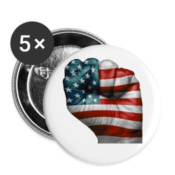 Drapeau américain peint sur un poing - USA - Lot de 5 grands badges (56 mm) - blanc - Devant