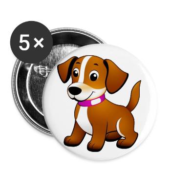 Little brown dog, standing - Buttons large 2.2''/56 mm (5-pack) - white - Front