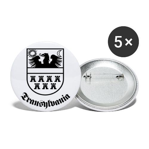 Siebenbürgen-Wappen Transylvania sw - Buttons groß 56 mm (5er Pack)