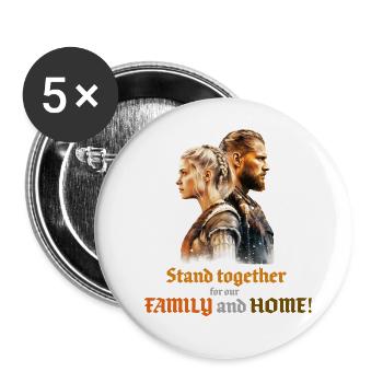 Wikinger Paar steht eng zusammen und kämpft! - Buttons groß 56 mm (5er Pack) - Weiß - Vorne