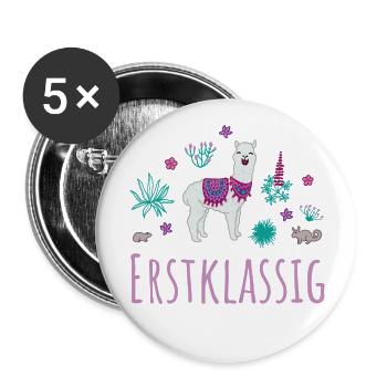 Erstklassig Lama - Buttons groß 56 mm (5er Pack) - Weiß - Vorne
