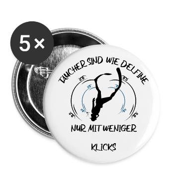 Taucher tauchen Sporttaucher Gerätetauchen - Buttons groß 56 mm (5er Pack) - Weiß - Vorne