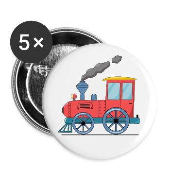 Children's train railway pink - Buttons large 2.2''/56 mm (5-pack) - white - Front