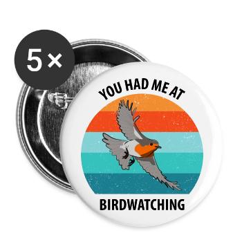 Bird Watching Bird Watching Birding Bird - Buttons large 2.2''/56 mm (5-pack) - white - Front